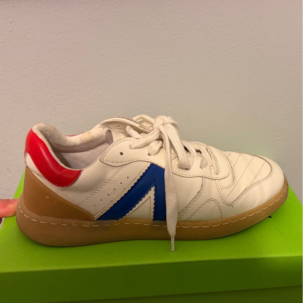 MIA White and Blue Sneakers with Red Accent